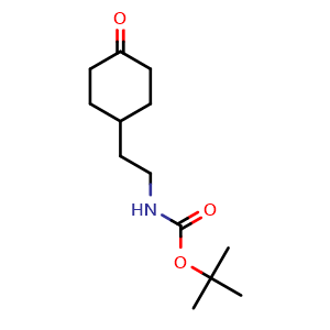 Chemical structure of tert-Butyl 2-(4-oxocyclohexyl) ethylcarbamate , CAS 1158753-30-0, AChemBlock U102672