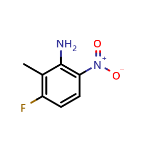 Chemical structure of 3-Fluoro-2-methyl-6-nitro-aniline , CAS 485832-96-0, AChemBlock U102678