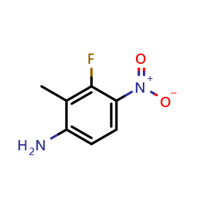 Chemical structure of 3-Fluoro-2-methyl-4-nitro-aniline , CAS 1000342-98-2, AChemBlock U102679