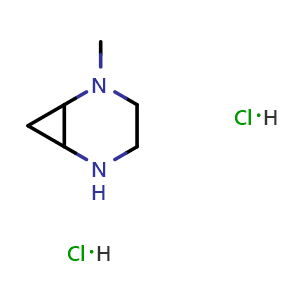 Chemical structure of 2-Methyl-2,5-diazabicyclo[4.1.0]heptane; dihydrochloride , CAS 2708283-62-7, AChemBlock U102680