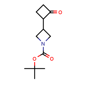 Chemical structure of Tert-butyl 3-(2-oxocyclobutyl)azetidine-1-carboxylate , CAS 1823268-65-0, AChemBlock U102683