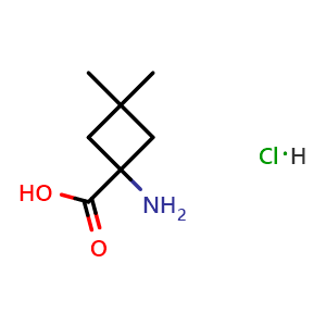 Chemical structure of 1-Amino-3,3-dimethyl-cyclobutanecarboxylic acid; hydrochloride , CAS 2171915-88-9, AChemBlock U102685