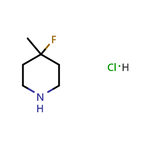 Chemical structure of 4-Fluoro-4-methyl-piperidine; hydrochloride , CAS 1023305-87-4, AChemBlock U102689