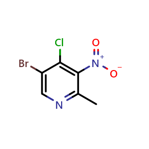 Chemical structure of 5-Bromo-4-chloro-2-methyl-3-nitro-pyridine , CAS 1805185-07-2, AChemBlock U102699