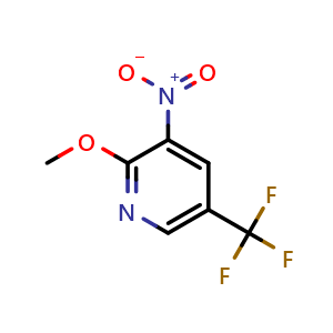 Chemical structure of 2-Methoxy-3-nitro-5-(trifluoromethyl)pyridine , CAS 1214343-07-3, AChemBlock U102703