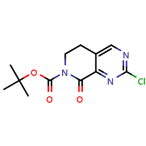 Chemical structure of Tert-butyl 2-chloro-8-oxo-5,6-dihydropyrido[3,4-d]pyrimidine-7-carboxylate , CAS 2665663-25-0, AChemBlock U102713