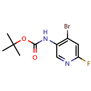 Chemical structure of Tert-butyl N-(4-bromo-6-fluoro-3-pyridyl)carbamate , CAS 1514932-23-0, AChemBlock U102718