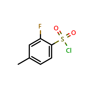 Chemical structure of 2-Fluoro-4-methylbenzene-1-sulfonyl chloride , CAS 518070-29-6, AChemBlock U102721