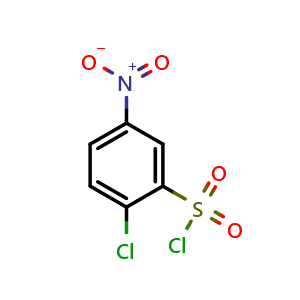 Chemical structure of 2-Chloro-5-nitrobenzene-1-sulphonyl chloride , CAS 4533-95-3, AChemBlock U102722