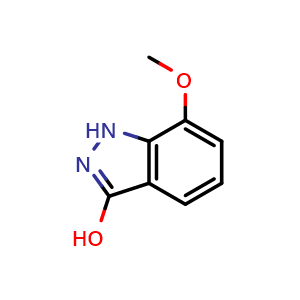 Chemical structure of 7-Methoxy-3-hydroxyl-1H-indazole , CAS 787580-89-6, AChemBlock U102729