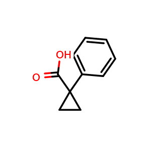 Chemical structure of 1-Phenylcyclopropanecarboxylic acid , CAS 6120-95-2, AChemBlock U102732