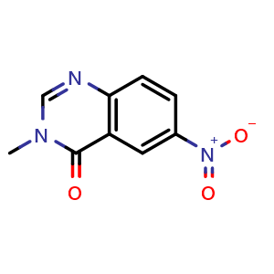 Chemical structure of 3-Methyl-6-nitro-quinazolin-4-one , CAS 16064-13-4, AChemBlock U102750