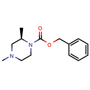 Chemical structure of Benzyl (2R)-2,4-dimethylpiperazine-1-carboxylate , CAS 1033717-15-5, AChemBlock U102766