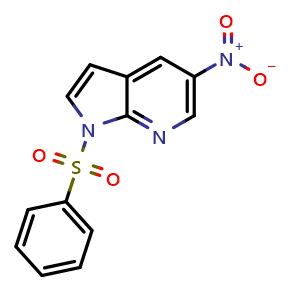Chemical structure of 1-(Benzenesulfonyl)-5-nitro-pyrrolo[2,3-b]pyridine , CAS 937012-11-8, AChemBlock U102774