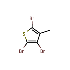 Chemical structure of 2,3,5-Tribromo-4-methylthiophene , CAS 67869-13-0, AChemBlock U102793