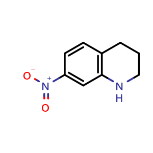 Chemical structure of 1,2,3,4-Tetrahydro-7-nitroquinoline , CAS 30450-62-5, AChemBlock U102796