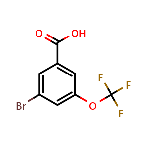 Chemical structure of 3-Bromo-5-trifluoromethoxybenzoic acid , CAS 453565-90-7, AChemBlock U102850
