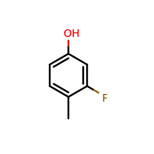 Chemical structure of 3-Fluoro-4-methylphenol , CAS 452-78-8, AChemBlock U102919