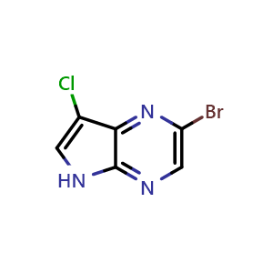 Chemical structure of 2-Bromo-7-chloro-5H-pyrrolo[2,3-b]pyrazine , CAS 1150617-58-5, AChemBlock U102955