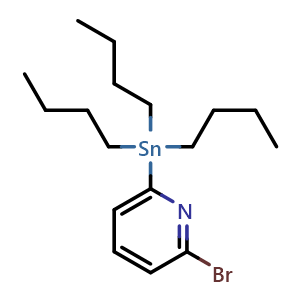 Chemical structure of 2-Bromo-6-(tributylstannyl)pyridine , CAS 189083-81-6, AChemBlock U102973
