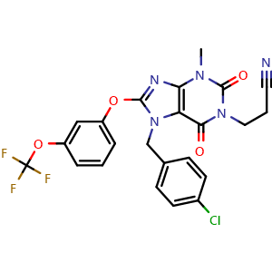 3-(7-(4-Chlorobenzyl)-3-methyl-2,6-dioxo-8-(3-(trifluoromethoxy)phenoxy)-2,3,6,7-tetrahydro-1H-purin-1-yl)propanenitrile