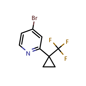 Chemical structure of 4-Bromo-2-(1-(trifluoromethyl)cyclopropyl)pyridine , CAS 1395492-90-6, AChemBlock U103007