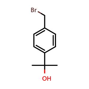 Chemical structure of 2-(4-(Bromomethyl)phenyl)propan-2-ol , CAS 350236-74-7, AChemBlock U103039