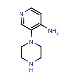 Chemical structure of 3-(Piperazin-1-yl)pyridin-4-amine , CAS 1268025-92-8, AChemBlock U103045