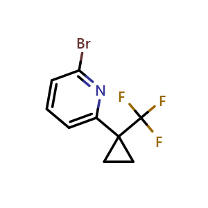 Chemical structure of 2-Bromo-6-(1-(trifluoromethyl)cyclopropyl)pyridine , CAS 1934453-47-0, AChemBlock U103051
