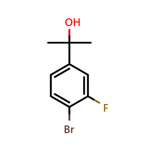 Chemical structure of 2-(4-Bromo-3-fluorophenyl)propan-2-ol , CAS 1346555-46-1, AChemBlock U103054
