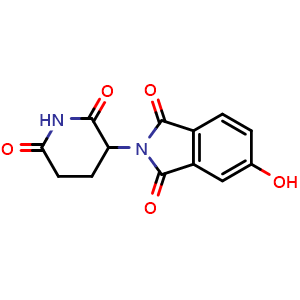Chemical structure of 2-(2,6-Dioxopiperidin-3-yl)-5-hydroxyisoindoline-1,3-dione , CAS 64567-60-8, AChemBlock U103056