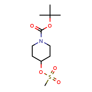 Chemical structure of 4-Methanesulfonyloxy-piperidine-1-carboxylic acid tert-butyl ester , CAS 141699-59-4, AChemBlock U103087