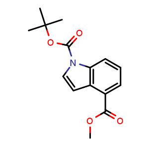 Chemical structure of 1-Boc-4-carbomethoxyindole , CAS 220499-11-6, AChemBlock U103116