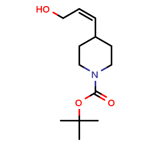 Chemical structure of (Z)-tert-butyl 4-(3-hydroxyprop-1-enyl)piperidine-1-carboxylate , CAS 1192063-88-9, AChemBlock U103123