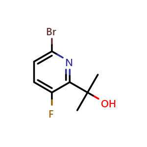 Chemical structure of 2-(6-Bromo-3-fluoropyridin-2-yl)propan-2-ol , CAS 1387560-61-3, AChemBlock U103132