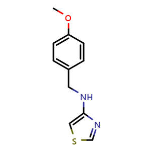 Chemical structure of N-[(4-methoxyphenyl)methyl]-1,3-thiazol-4-amine , CAS 1443379-45-0, AChemBlock U103147