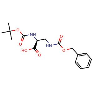 Chemical structure of (2S)-3-(benzyloxycarbonylamino)-2-(tert-butoxycarbonylamino)propanoic acid , CAS 65710-57-8, AChemBlock U103157