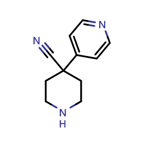 Chemical structure of 4-(4-Pyridyl)piperidine-4-carbonitrile , CAS 756452-70-7, AChemBlock U103159