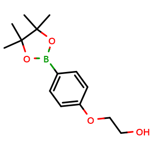 Chemical structure of 2-[4-(4,4,5,5-Tetramethyl-1,3,2-dioxaborolan-2-yl)phenoxy]ethanol , CAS 741699-47-8, AChemBlock U103165