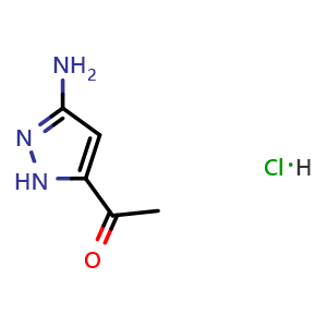 Chemical structure of 1-(3-Amino-1H-pyrazol-5-yl)ethan-1-one hydrochloride , AChemBlock U103188