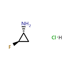 Chemical structure of (1R,2R)-2-fluorocyclopropanamine; hydrochloride , CAS 143062-85-5, AChemBlock U103206