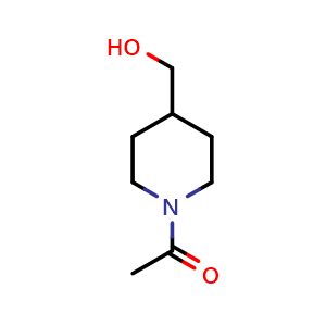 Chemical structure of 1-[4-(Hydroxymethyl)piperidin-1-yl]ethan-1-one , CAS 846057-27-0, AChemBlock U103207