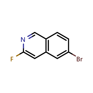 Chemical structure of 6-Bromo-3-fluoroisoquinoline , CAS 891785-30-1, AChemBlock U103208