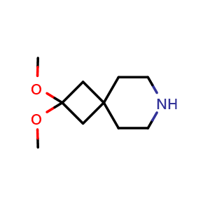 Chemical structure of 2,2-Dimethoxy-7-azaspiro[3.5]nonane , CAS 1638920-37-2, AChemBlock U103210