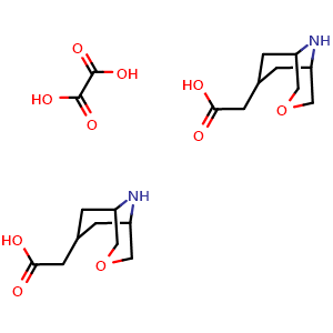 Chemical structure of Bis(2-[exo-3-oxa-9-azabicyclo[3.3.1]nonan-7-yl]acetic acid);oxalic acid , CAS 2199982-74-4, AChemBlock U103216