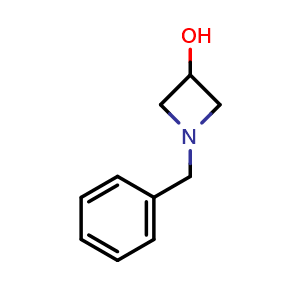 Chemical structure of 1-Benzylazetidin-3-ol , CAS 54881-13-9, AChemBlock U103252