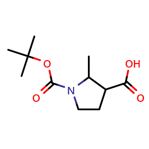 Chemical structure of 1-Tert-butoxycarbonyl-2-methyl-pyrrolidine-3-carboxylic acid , CAS 1507389-76-5, AChemBlock U103254