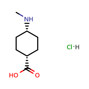Chemical structure of Cis-4-(methylamino)cyclohexanecarboxylic acid; hydrochloride , CAS 2206112-18-5, AChemBlock U103265