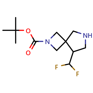 Chemical structure of Tert-butyl 5-(difluoromethyl)-2,7-diazaspiro[3.4]octane-2-carboxylate , CAS 2385017-21-8, AChemBlock U103268