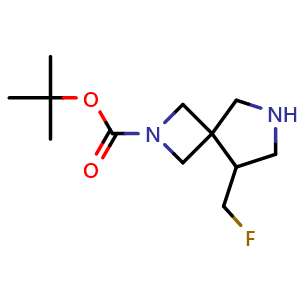 Chemical structure of Tert-butyl 5-(fluoromethyl)-2,7-diazaspiro[3.4]octane-2-carboxylate , CAS 1357354-06-3, AChemBlock U103269